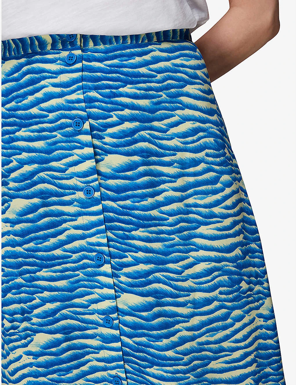 Whistles Seafoam Buttoned Woven Midi Skirt 5 Whistles Seafoam Buttoned Woven Midi Skirt - Image 5