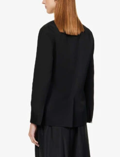 Joseph Jacoba Double-breasted Silk And Cotton-blend Jacket -Ted Bakee Fashion Shop R03963421 BLACK ALT03