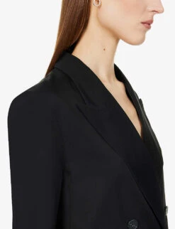 Joseph Jacoba Double-breasted Silk And Cotton-blend Jacket -Ted Bakee Fashion Shop R03963421 BLACK ALT04