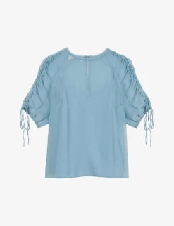 Ted Baker Hildah Ruched-sleeve Crepe Top