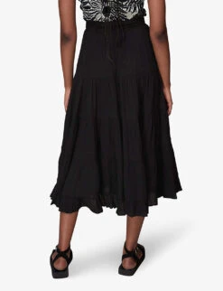 Whistles Crinkled Woven Midi Skirt -Ted Bakee Fashion Shop R03968983 BLACK ALT03