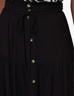 Whistles Crinkled Woven Midi Skirt -Ted Bakee Fashion Shop R03968983 BLACK ALT04