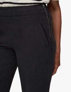 Whistles Jade Straight-leg Mid-rise Woven Trousers -Ted Bakee Fashion Shop R03970825 BLACK ALT04