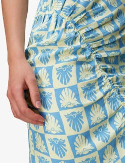 Whistles Cleo Ruched Detail Woven Midi Skirt 10 Whistles Cleo Ruched Detail Woven Midi Skirt -Ted Bakee Fashion Shop R03970829 MULTICOLOURED ALT04