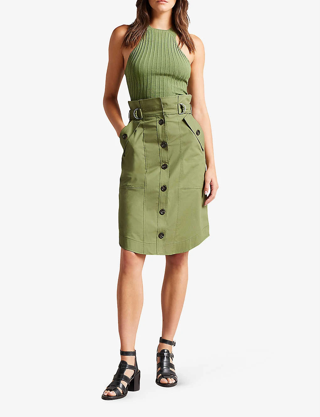 Ted Baker Siyanne Paperbag-waist Stretch-cotton Skirt 2 Ted Baker Siyanne Paperbag-waist Stretch-cotton Skirt - Image 2