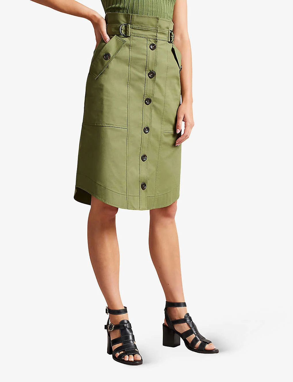 Ted Baker Siyanne Paperbag-waist Stretch-cotton Skirt 3 Ted Baker Siyanne Paperbag-waist Stretch-cotton Skirt - Image 3