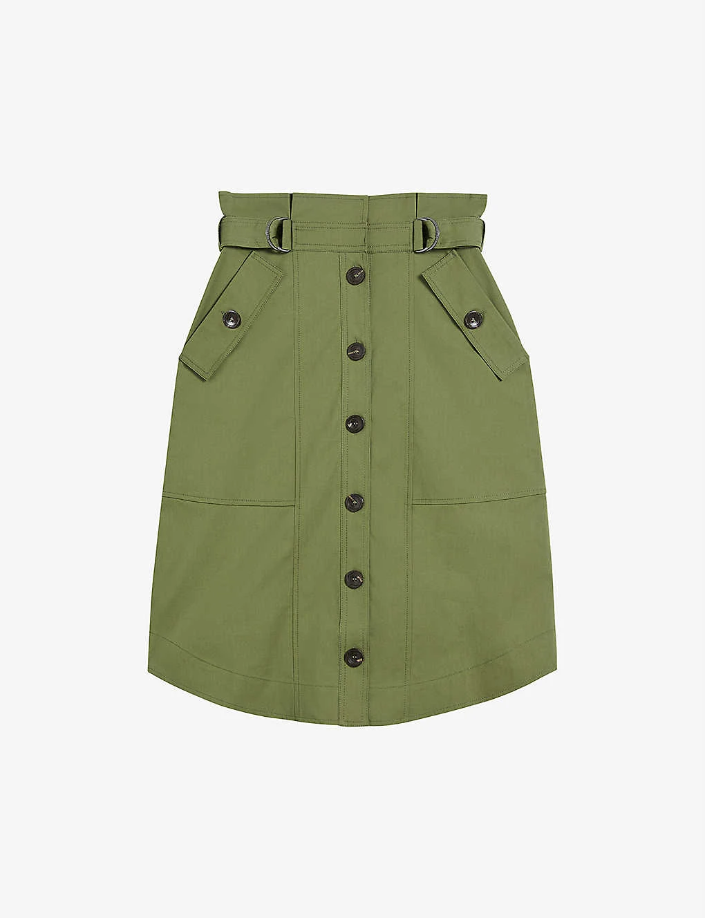 Ted Baker Siyanne Paperbag-waist Stretch-cotton Skirt 1 Ted Baker Siyanne Paperbag-waist Stretch-cotton Skirt
