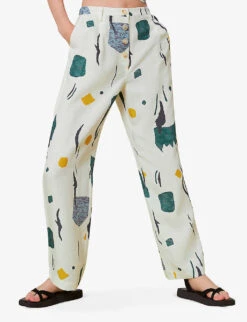 Whistles Aida Abstract-print Woven Trousers -Ted Bakee Fashion Shop R03974342 MULTICOLOURED ALT02