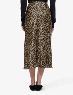 THE KOOPLES Leopard-print High-waisted Silk Midi Skirt -Ted Bakee Fashion Shop R03977049 LEO01 ALT02