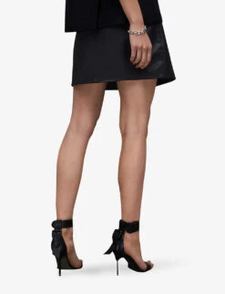 AllSaints Piper Zipped Faux-leather Mini Skirt -Ted Bakee Fashion Shop R03977217 BLACK ALT03