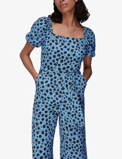 Whistles Dalmatian-print Woven Jumpsuit 8 Whistles Dalmatian-print Woven Jumpsuit -Ted Bakee Fashion Shop R03978843 MULTICOLOURED ALT02