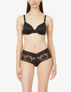 Chantelle Champs Elysées Memory Foam Stretch-woven T-shirt Bra -Ted Bakee Fashion Shop R03983136 011BLACK ALT02