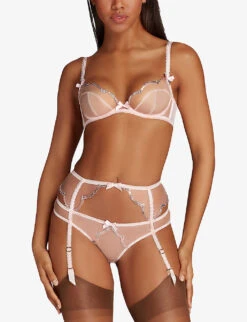 AGENT PROVOCATEUR Lorna Mesh Suspender Belt -Ted Bakee Fashion Shop R03992400 BABYPINKROSEGOLD ALT02