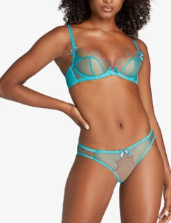 AGENT PROVOCATEUR Lorna Low-rise Mesh Briefs -Ted Bakee Fashion Shop R03992452 TEALPINK ALT02