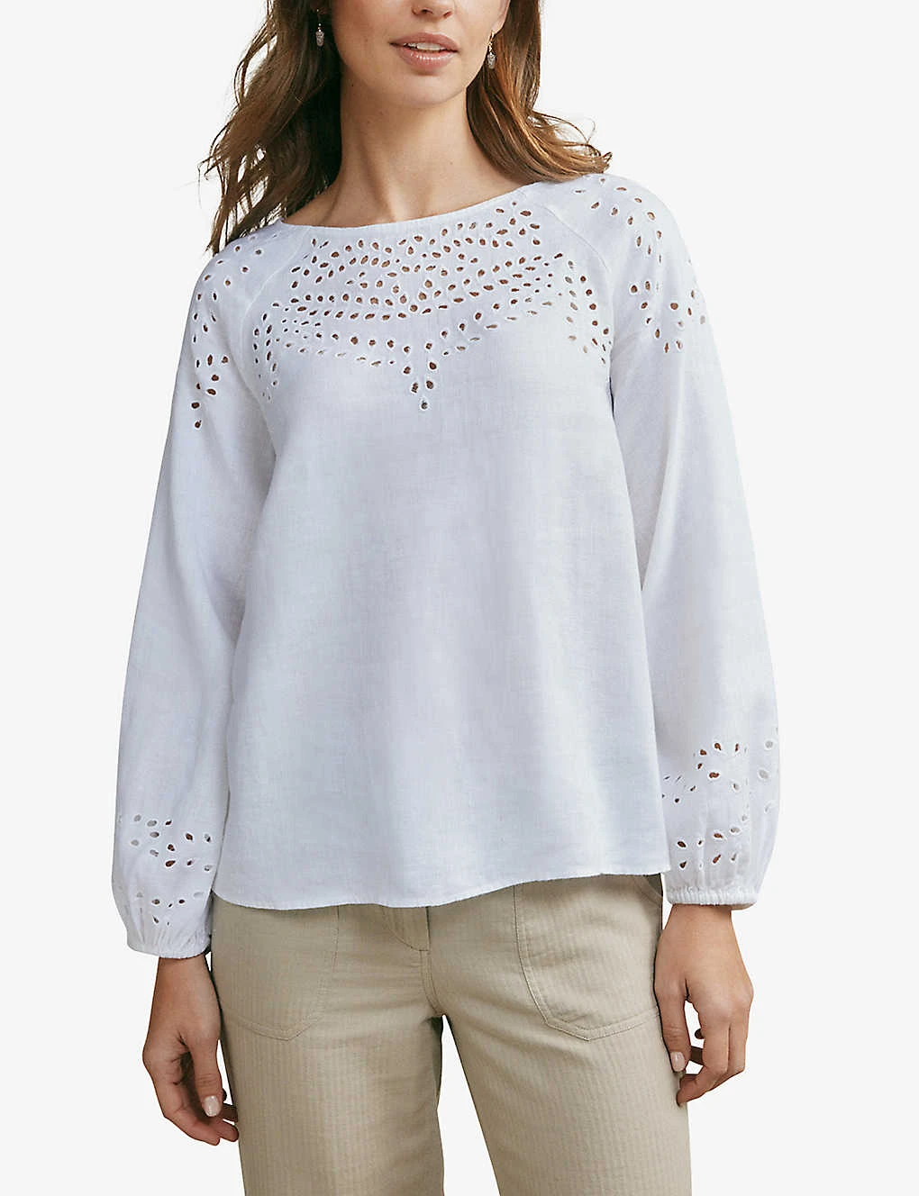 Broderie-detail Relaxed-fit Linen Blouse 2 Broderie-detail Relaxed-fit Linen Blouse - Image 2