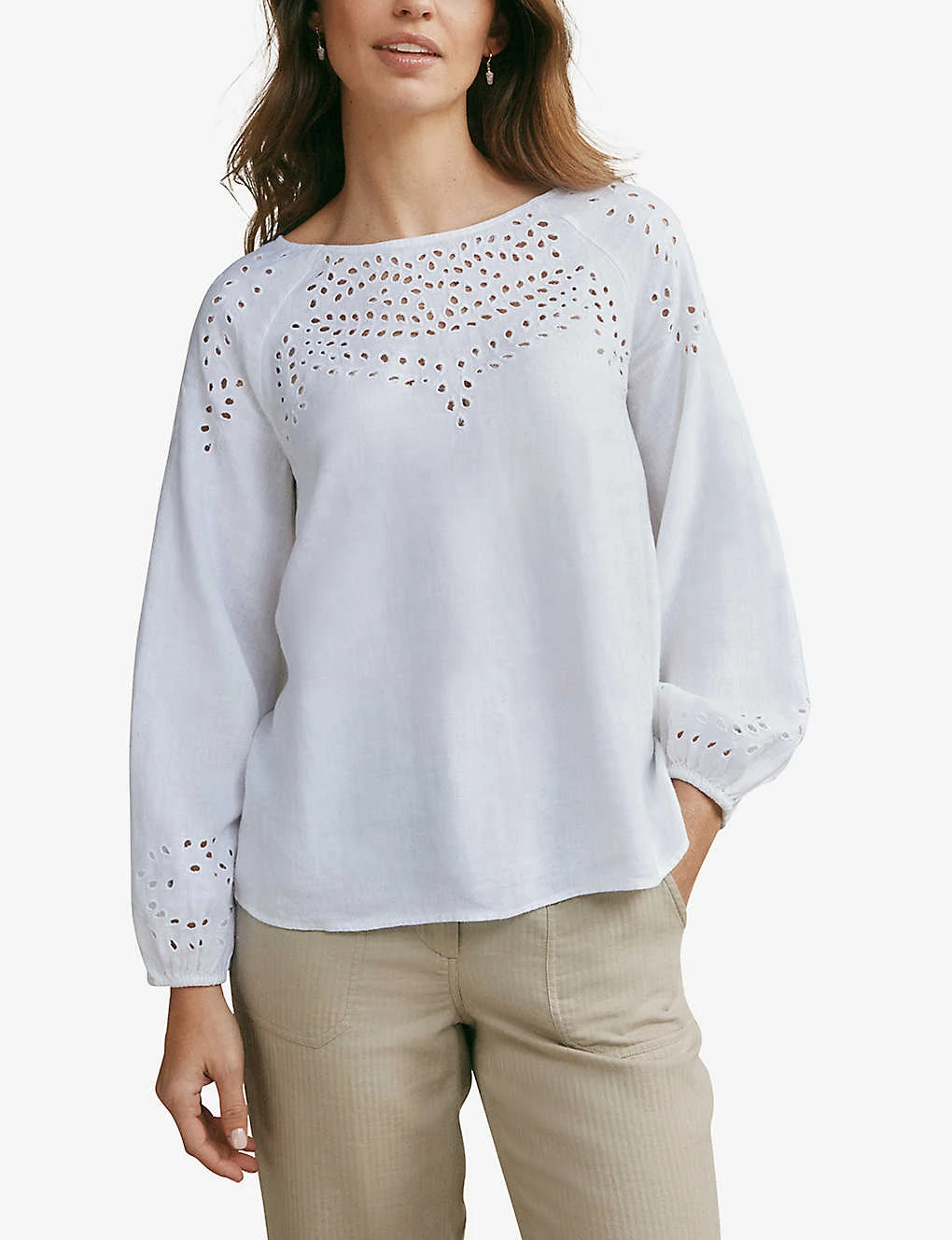 Broderie-detail Relaxed-fit Linen Blouse 3 Broderie-detail Relaxed-fit Linen Blouse - Image 3