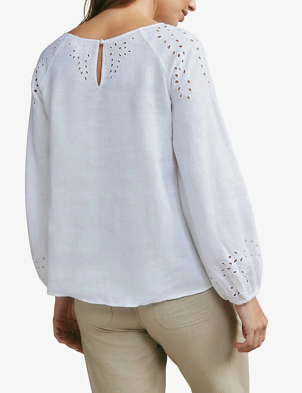 Broderie-detail Relaxed-fit Linen Blouse 4 Broderie-detail Relaxed-fit Linen Blouse - Image 4