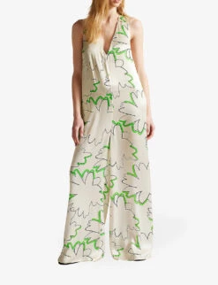 Ted Baker Remmeiy Graphic-print Woven Jumpsuit -Ted Bakee Fashion Shop R04000348 IVORY ALT02