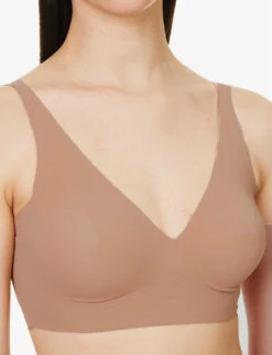 Wolford Pure Skin V-neck Stretch-woven Bra -Ted Bakee Fashion Shop R04000739 FAIRLYLIGHT ALT03