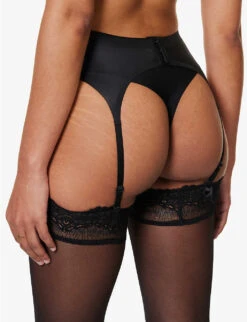Wolford High-rise Stretch-woven Suspender Belt -Ted Bakee Fashion Shop R04000759 BLACK ALT03