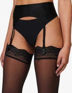 Wolford High-rise Stretch-woven Suspender Belt -Ted Bakee Fashion Shop R04000759 BLACK ALT04