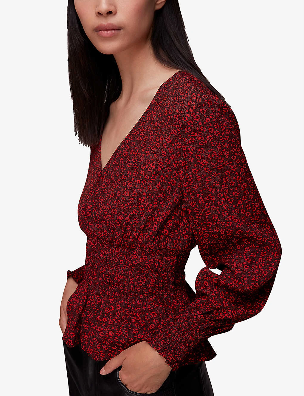 Whistles Pansy Dot Floral-print Woven Peplum Top 3 Whistles Pansy Dot Floral-print Woven Peplum Top - Image 3