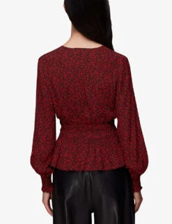 Whistles Pansy Dot Floral-print Woven Peplum Top 8 Whistles Pansy Dot Floral-print Woven Peplum Top -Ted Bakee Fashion Shop R04003240 MULTICOLOURED ALT03