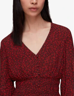 Whistles Pansy Dot Floral-print Woven Peplum Top 9 Whistles Pansy Dot Floral-print Woven Peplum Top -Ted Bakee Fashion Shop R04003240 MULTICOLOURED ALT04