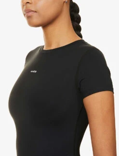 Ultimate Brand-print Stretch-woven Playsuit -Ted Bakee Fashion Shop R04004015 BLACK ALT04