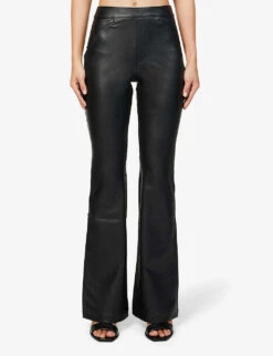 Spanx Leather-look High-rise Stretch-woven Trousers -Ted Bakee Fashion Shop R04004274 LUXEBLACK ALT02