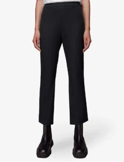 Whistles Gracy Flared-leg Mid-rise Stretch-cotton Trousers -Ted Bakee Fashion Shop R04004974 BLACK ALT02