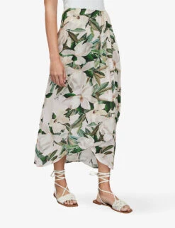 AllSaints Maria Floral-print Woven Sarong -Ted Bakee Fashion Shop R04006696 CHALKWHITE ALT02