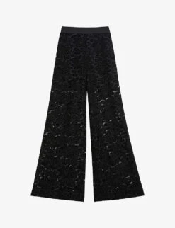 Ted Baker Claudya Semi-sheer Wide-leg Devoré Velvet Trousers