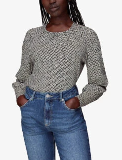 Whistles Floral-print Long-sleeved Cotton-blend Top 7 Whistles Floral-print Long-sleeved Cotton-blend Top -Ted Bakee Fashion Shop R04044625 YELLOW ALT02