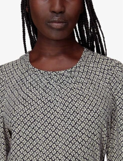 Whistles Floral-print Long-sleeved Cotton-blend Top 9 Whistles Floral-print Long-sleeved Cotton-blend Top -Ted Bakee Fashion Shop R04044625 YELLOW ALT04