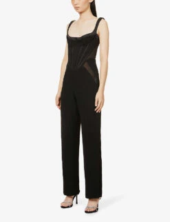 Mylene Corseted Woven Jumpsuit 7 Mylene Corseted Woven Jumpsuit -Ted Bakee Fashion Shop R04053545 BLACK ALT02