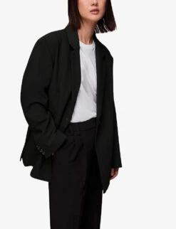 Whistles Carla Oversized-fit Woven Blazer -Ted Bakee Fashion Shop R04057354 BLACK ALT02