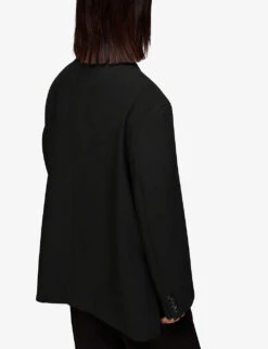 Whistles Carla Oversized-fit Woven Blazer -Ted Bakee Fashion Shop R04057354 BLACK ALT03