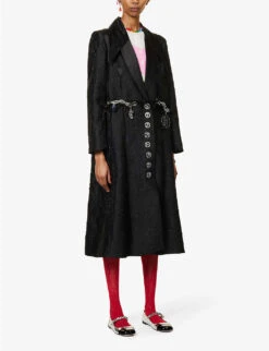 Attar Chain-embellished Cotton-blend Coat 9 Attar Chain-embellished Cotton-blend Coat -Ted Bakee Fashion Shop R04058966 BLACK ALT02