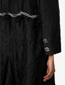 Attar Chain-embellished Cotton-blend Coat 11 Attar Chain-embellished Cotton-blend Coat -Ted Bakee Fashion Shop R04058966 BLACK ALT04