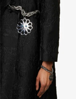 Attar Chain-embellished Cotton-blend Coat 13 Attar Chain-embellished Cotton-blend Coat -Ted Bakee Fashion Shop R04058966 BLACK ALT06