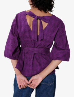 Guava Puff-sleeve Organic Cotton-blend Top -Ted Bakee Fashion Shop R04061046 ORCHIDCHECK ALT03