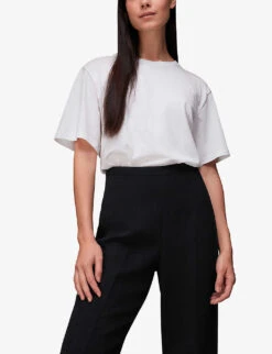 Whistles Wide-leg Cropped Recycled-polyester Trousers 9 Whistles Wide-leg Cropped Recycled-polyester Trousers -Ted Bakee Fashion Shop R04062887 BLACK ALT04