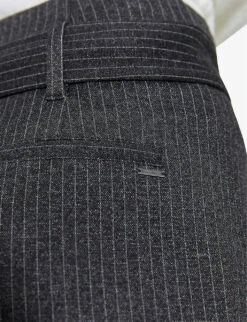Ikks Striped Straight-leg High-rise Stretch-woven Trousers -Ted Bakee Fashion Shop R04063187 CHARCOALGREY ALT04