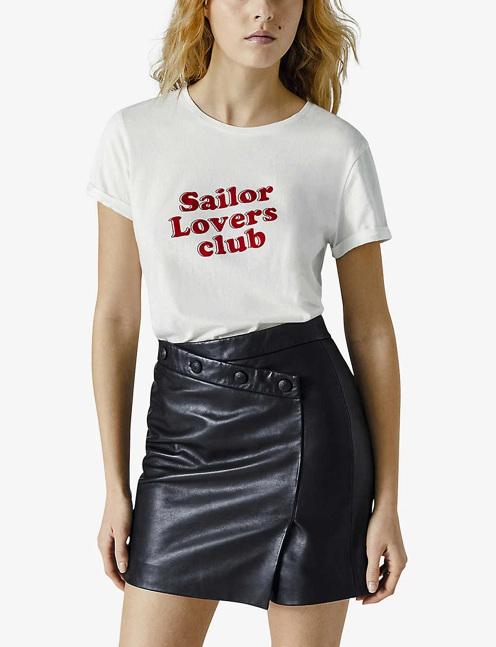 Ikks High-rise Button-detail Leather Mini Skirt 2 Ikks High-rise Button-detail Leather Mini Skirt - Image 2