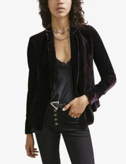 Ikks Regular-fit Velvet Jacket -Ted Bakee Fashion Shop R04063245 NAVYBLUE ALT02