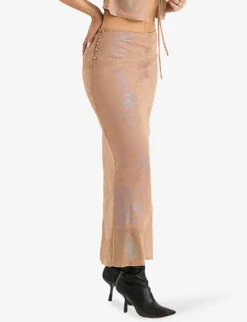 Dyana Bias-cut Georgette Maxi Skirt -Ted Bakee Fashion Shop R04064438 SHIMMERCAFE ALT02