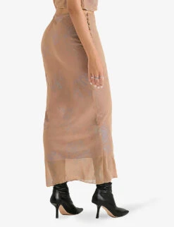 Dyana Bias-cut Georgette Maxi Skirt -Ted Bakee Fashion Shop R04064438 SHIMMERCAFE ALT03