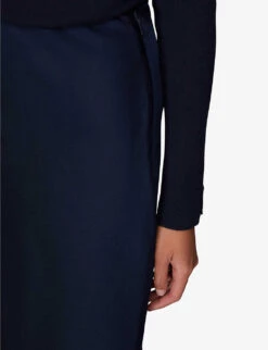 Whistles Bias-cut Satin Recycled-polyester Midi Skirt -Ted Bakee Fashion Shop R04067966 NAVY ALT04