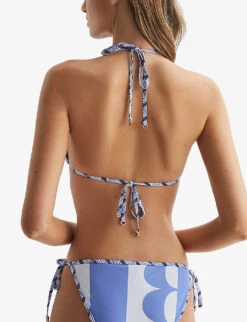 Reiss Sheereen Graphic-print Side-tie Recycled-nylon Bikini Bottoms -Ted Bakee Fashion Shop R04068286 BLUEPRINT ALT03